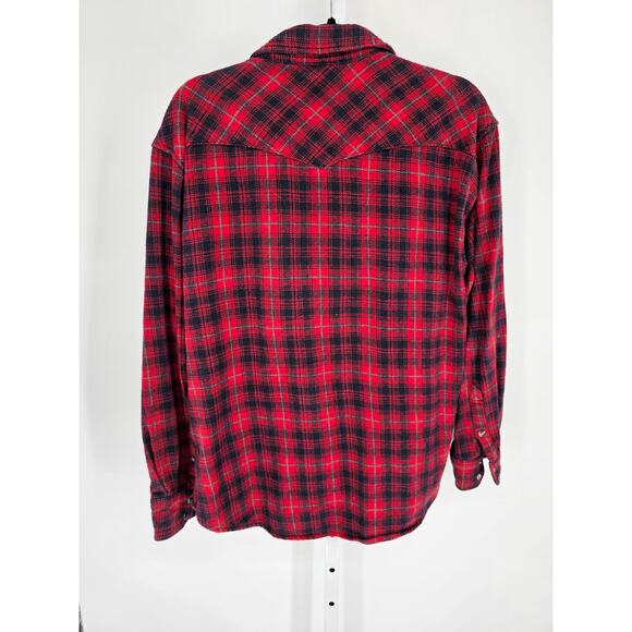 Noble Outfitters Black Red Plaid Flannel L Shirt Long Sleeve Snap Front - Picture 4 of 4
